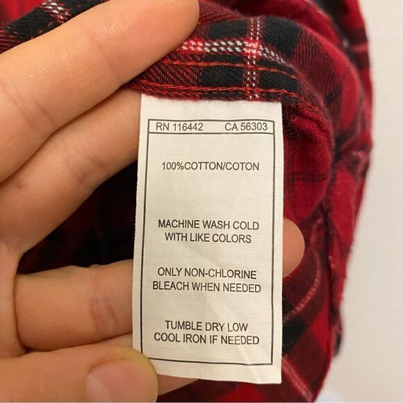 Empyre Zumiez red plaid flannel Cotton button shirts Gray elbow patch M - Picture 7 of 9